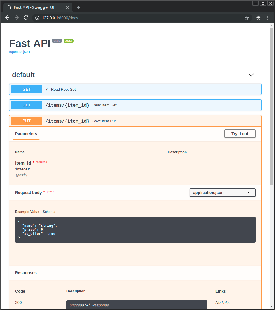 FastAPI Swagger UI